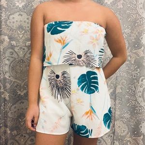 White Floral Hawaiian Print Romper